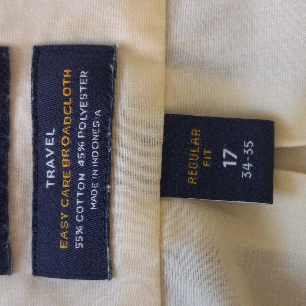 Stafford Travel Easy Care Broadcloth Shirt (Size: 17") (Color: Yellow) - Picture 9 of 9